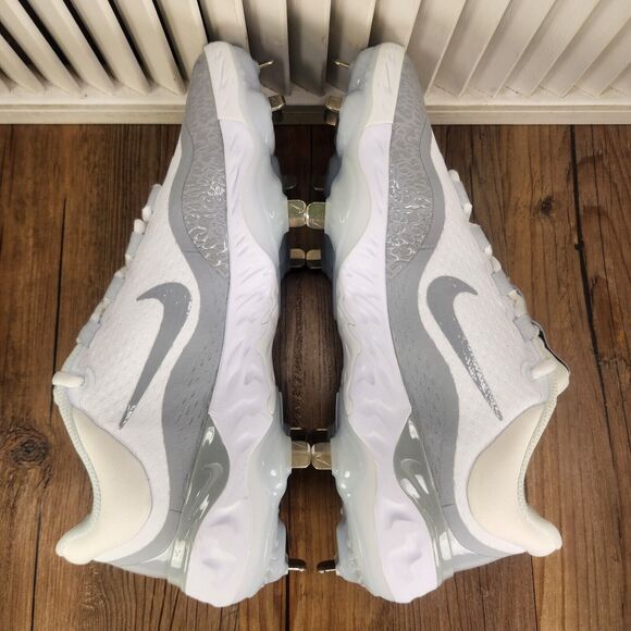 Nike Alpha Huarache Elite 4 Men's 9 Grey White Metal Baseball Cleats FD2745-104 - Picture 5 of 10